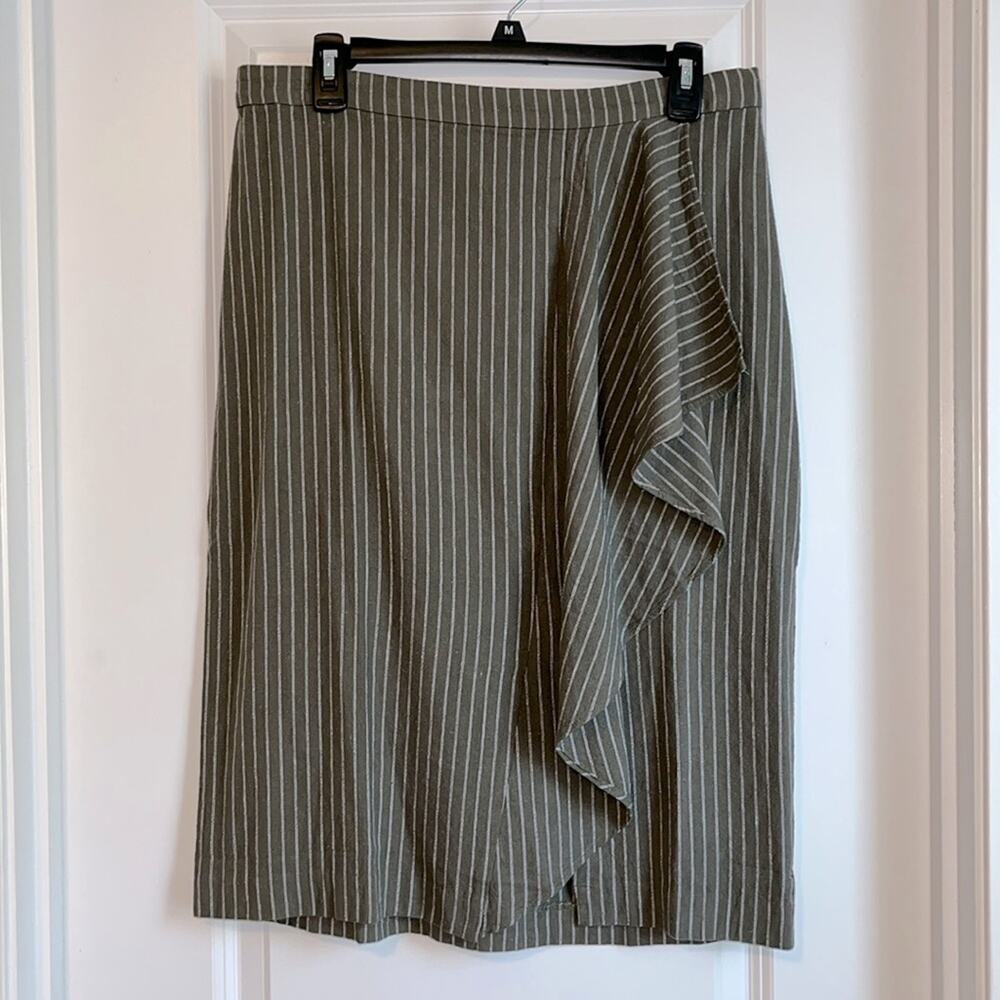 J. Jill Moss Green and White Striped Skirt, NWT
